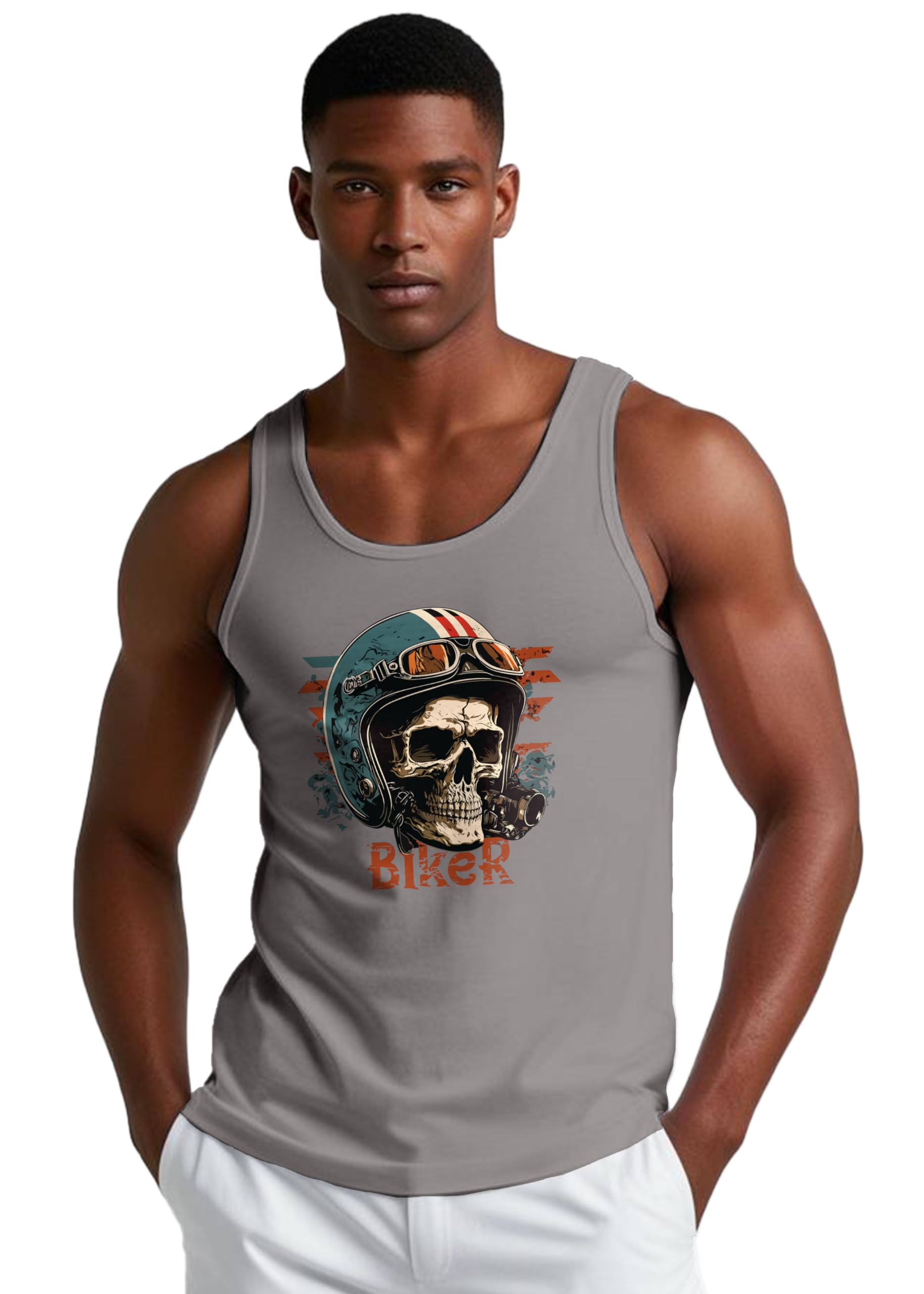 Peppyzone Mens Regular Fit Vest (TT-Biker 11-15_Grey2