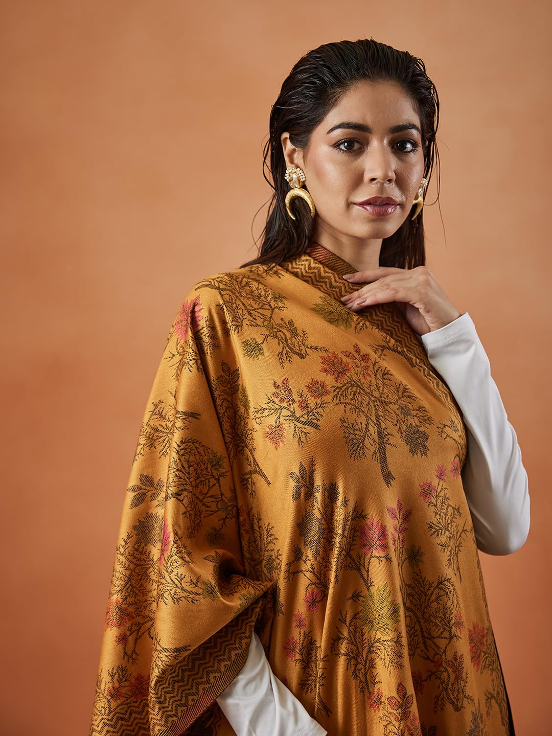 Pashmoda Women Nayab Kaani Wool Blend Stole (Size : 71X203 CM)