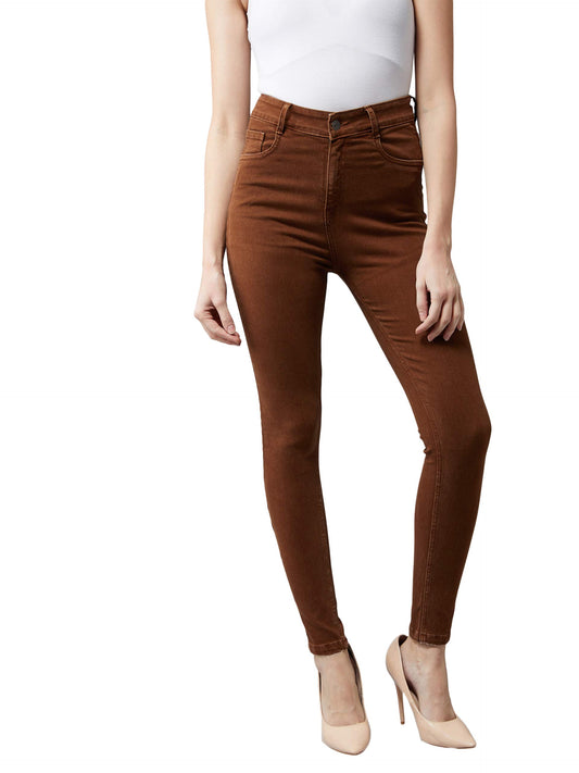 Dolce Crudo Womens Brown Skinny High Rise Clean Look Regular Stretchable Denim Jeans(DOSS20DEN10-45-59-26,Brown,26)