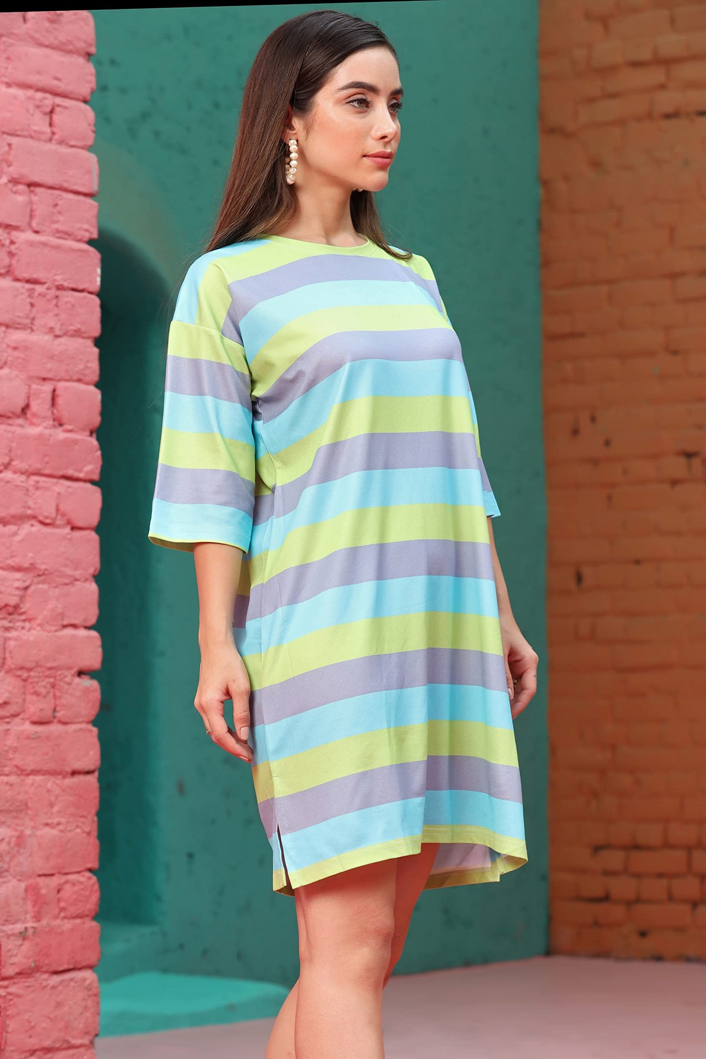 Om Sai Latest Creation Western Dresses For Women | Short A-Line Dress For Girls | Midi Dress For Women Dress For Women (Grey&Tur