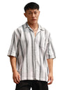 Hubberholme Multi Cotton Spread Collar Short Sleeves Striped Oversized Shirts