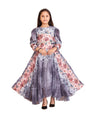 Aarika Girls Peach Colour Floral Print Georgette Gown (3-15 Years)