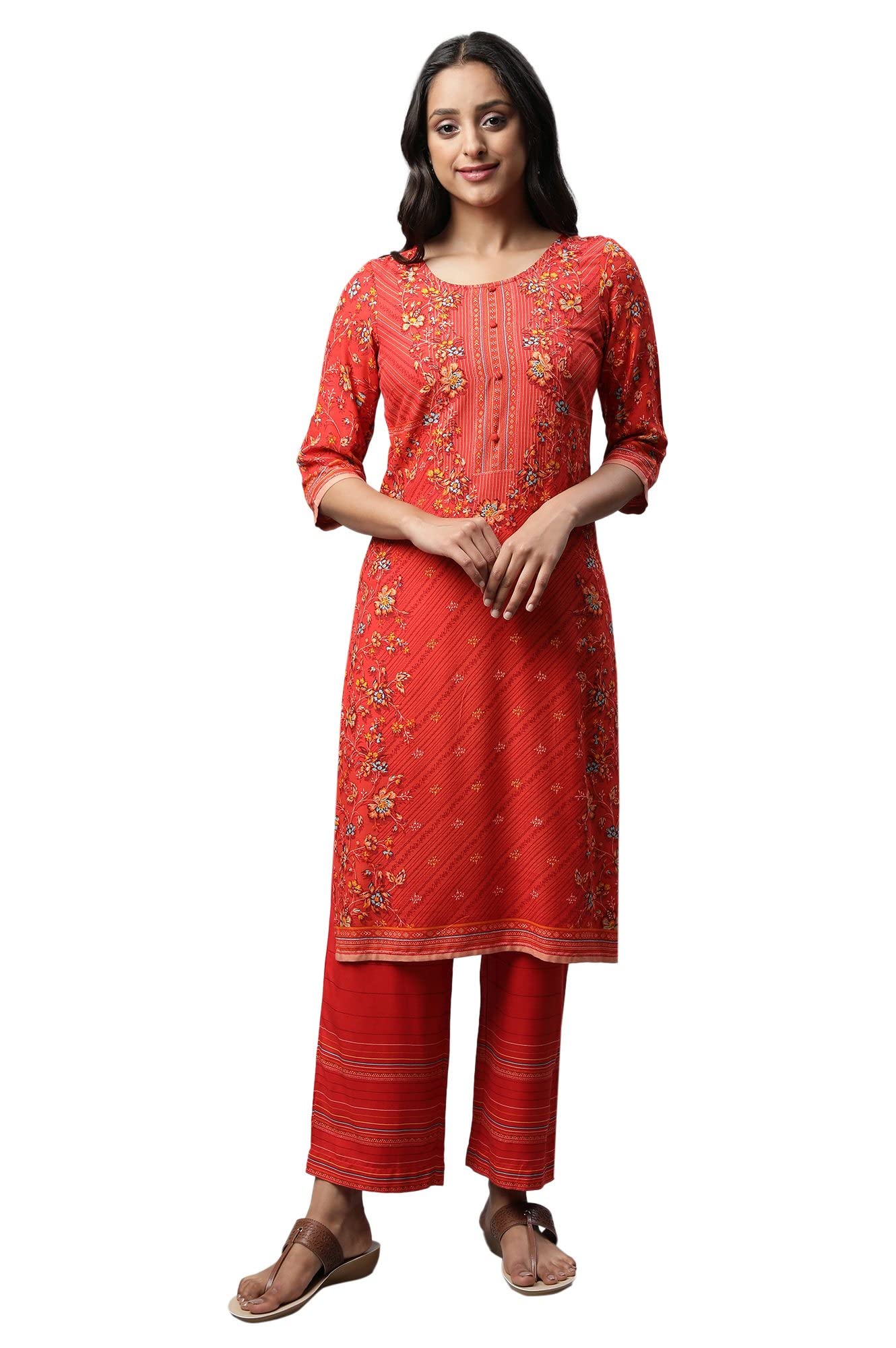 Red Printed Summer Kurta Set