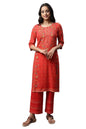 Red Printed Summer Kurta Set