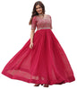 Fashion Basket Georgette Embroidered Anarkali Gown For Women Pink