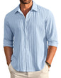Deelmo MenS Casual Button Down Shirts Long Sleeve Linen Shirt Fashion Textured Beach Summer Shirt Sky Blue