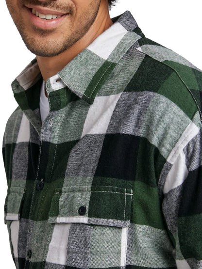 The Souled Store| Plaid: Green Black Mens and Boys Shirts|Full Sleeve|Regular fit Solid |100% Cotton Green & Black Color Men Uti