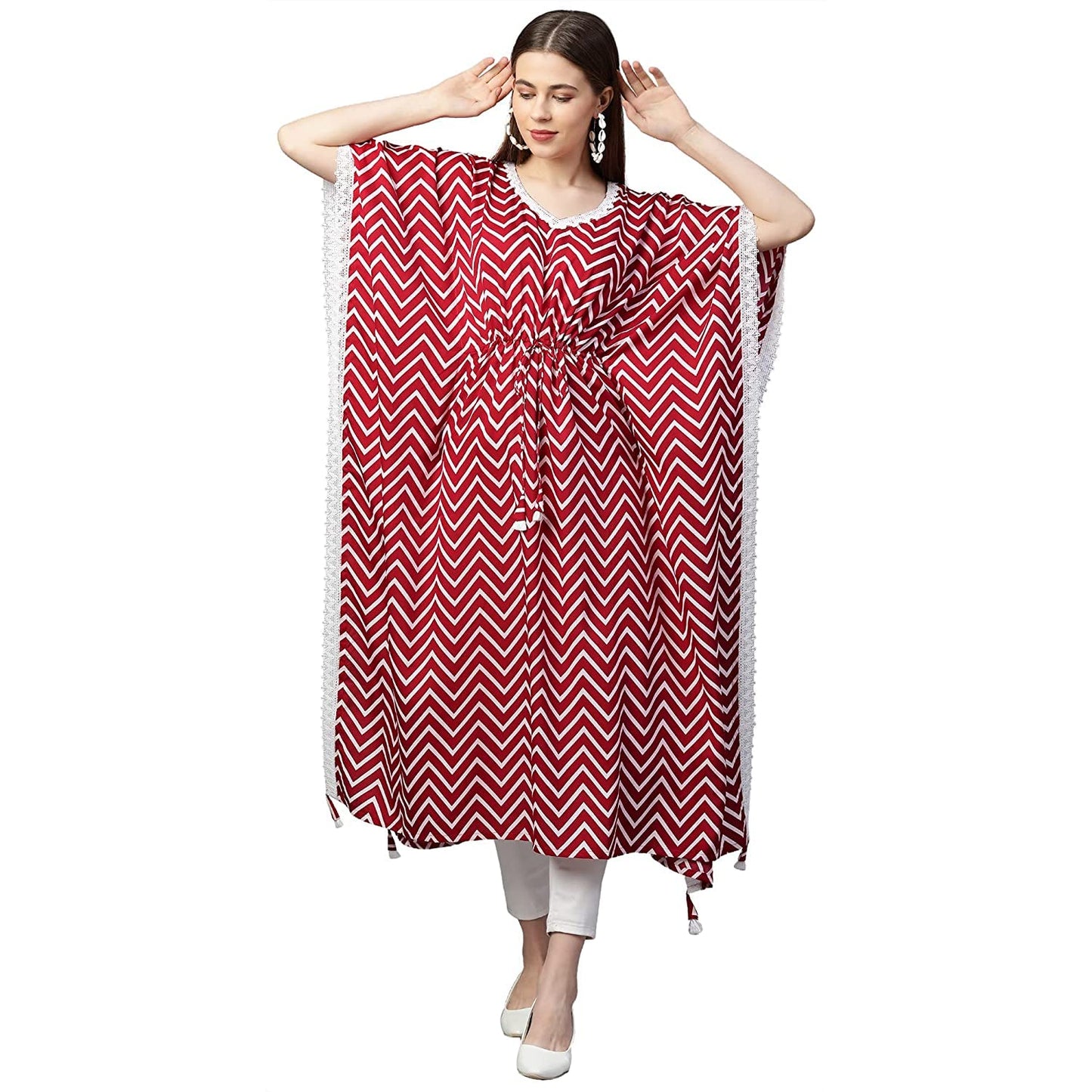 Anni Designer WomenS Crepe Printed Kaftan Kurti (Farhima Transparent_Xl Transparent_X-Large)