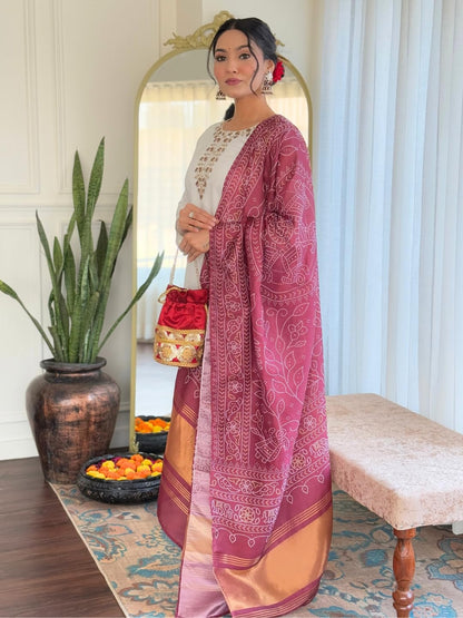 Naixa WomenS Off White Roman Embroidered Straight Kurta With Roman Silk Pant And Silk Printed Dupatta Sets (Nx-M-Manvi-Offwhite