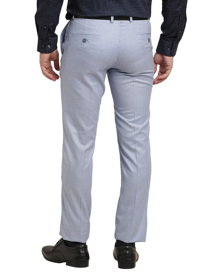 Turtle Men Pv Linen Light Blue Dobby Printed Slim Fit Formal Trouser