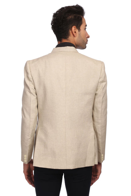 WINTAGE Mens Linen Tailored Fit Solid Evening/Casual Blazer Coat Jacket : Beige