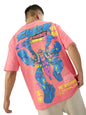 The Souled Store Cyber Vigilante Short Sleeve Round Neck Pink Graphic Printed Cotton Oversized T-Shirts for Men & Boys
