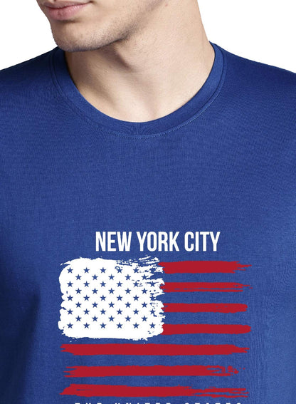 ADRO Men's USA American Flag Printed Cotton T-Shirts (RNR-M-NWW-RB_Royal Blue)