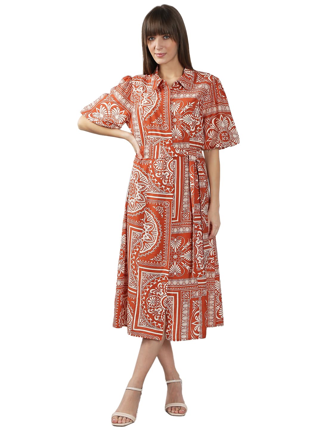 Vero Moda WomenS Fit And Flare Orange Dress