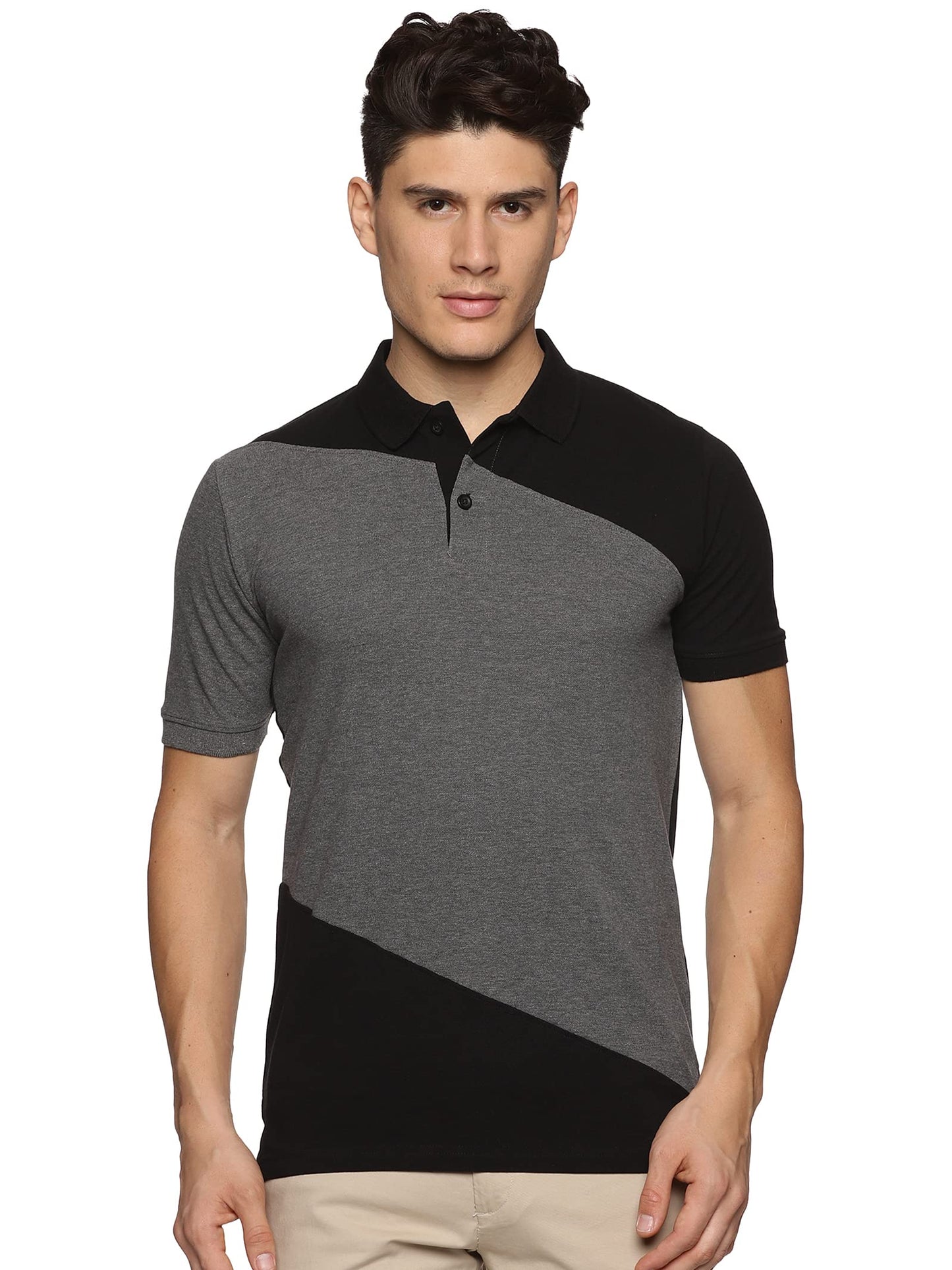 ADRO Premium Cotton Multicolor Polo T-Shirt for Men (PN23-S2-BLDG_Black)