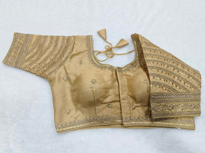 Pujia Mills Womens Blouse Readymade Blouse Embroidery Multi Coding Gold Thread Indian Ethnic Designer Stitched Womens Readymad