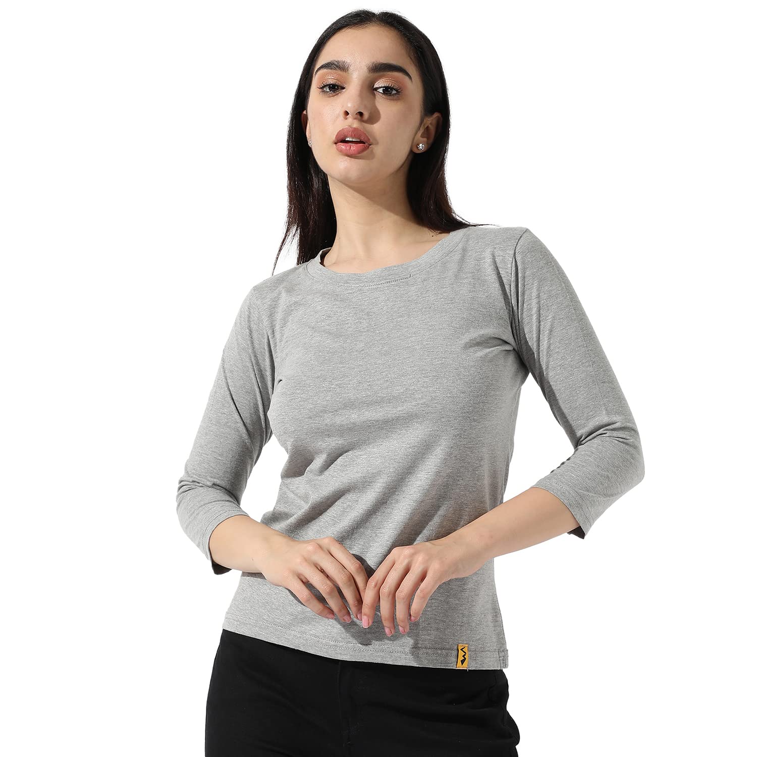 Campus Sutra Womens Regular Fit Blouse (SS23NEW_RNQS_W_PLN_GR_Light Grey