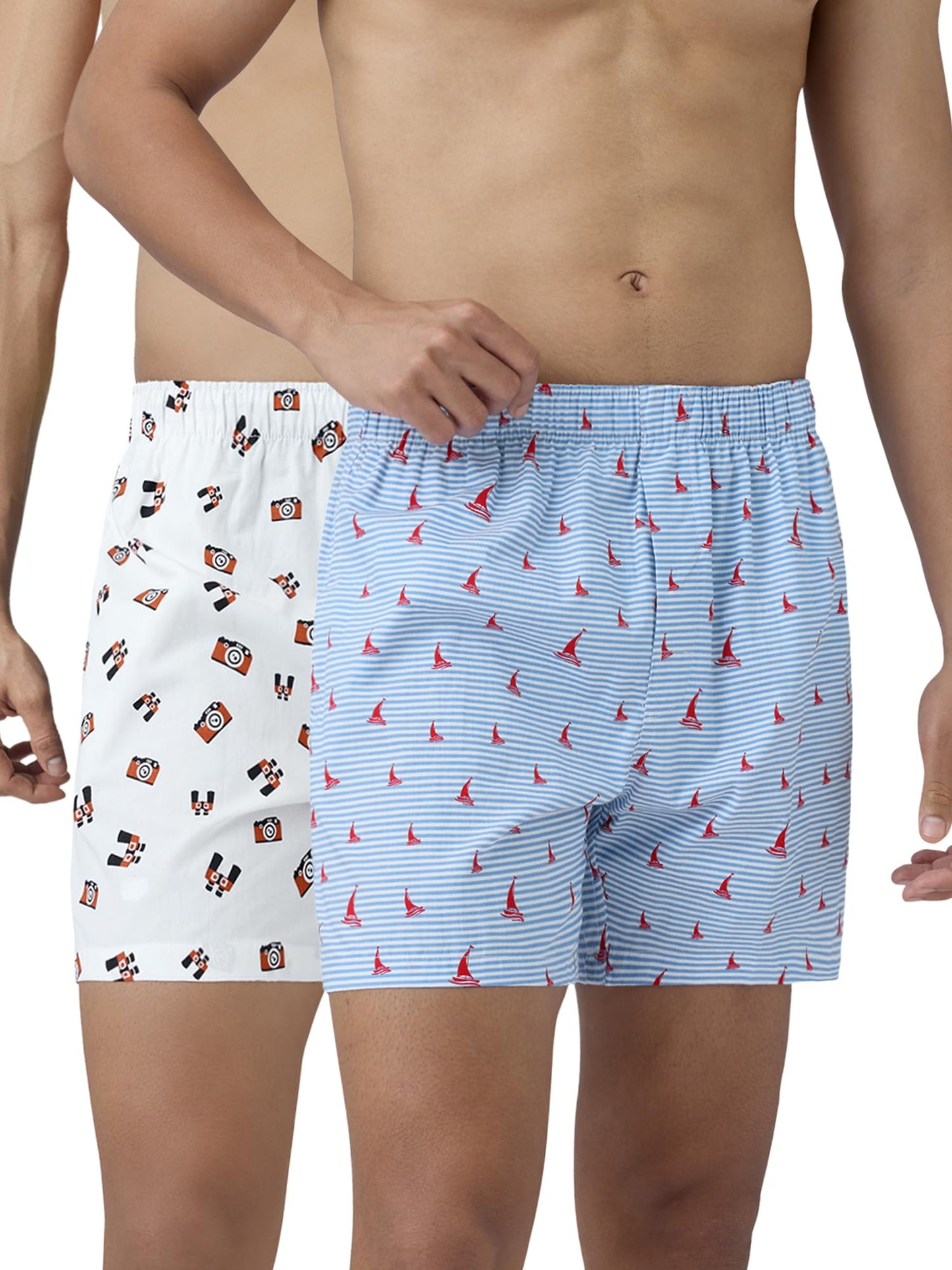 XYXX Mens Super Combed Cotton Remix Printed Boxers [Pack of 2] No-Marks Waistband, Comfort Stretch | Innerwear for Men in Colou