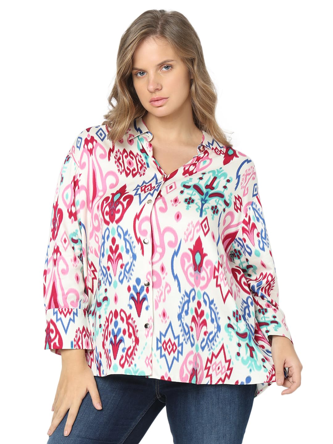 Vero Moda Curve Women Abstract Print Multicolor Viscose Regular Fit Shirt
