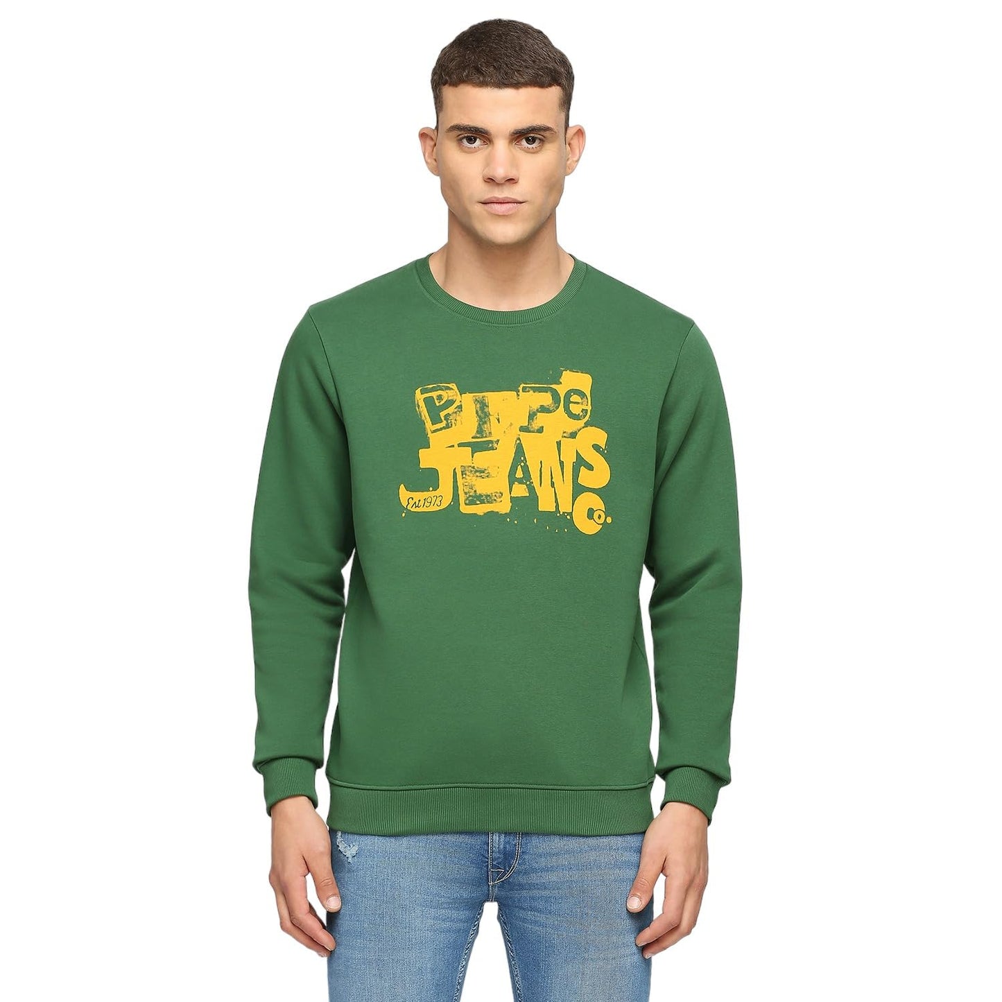 Pepe Jeans MenS Cotton Round Neck Sweatshirt (Pm582657_Ivy Green