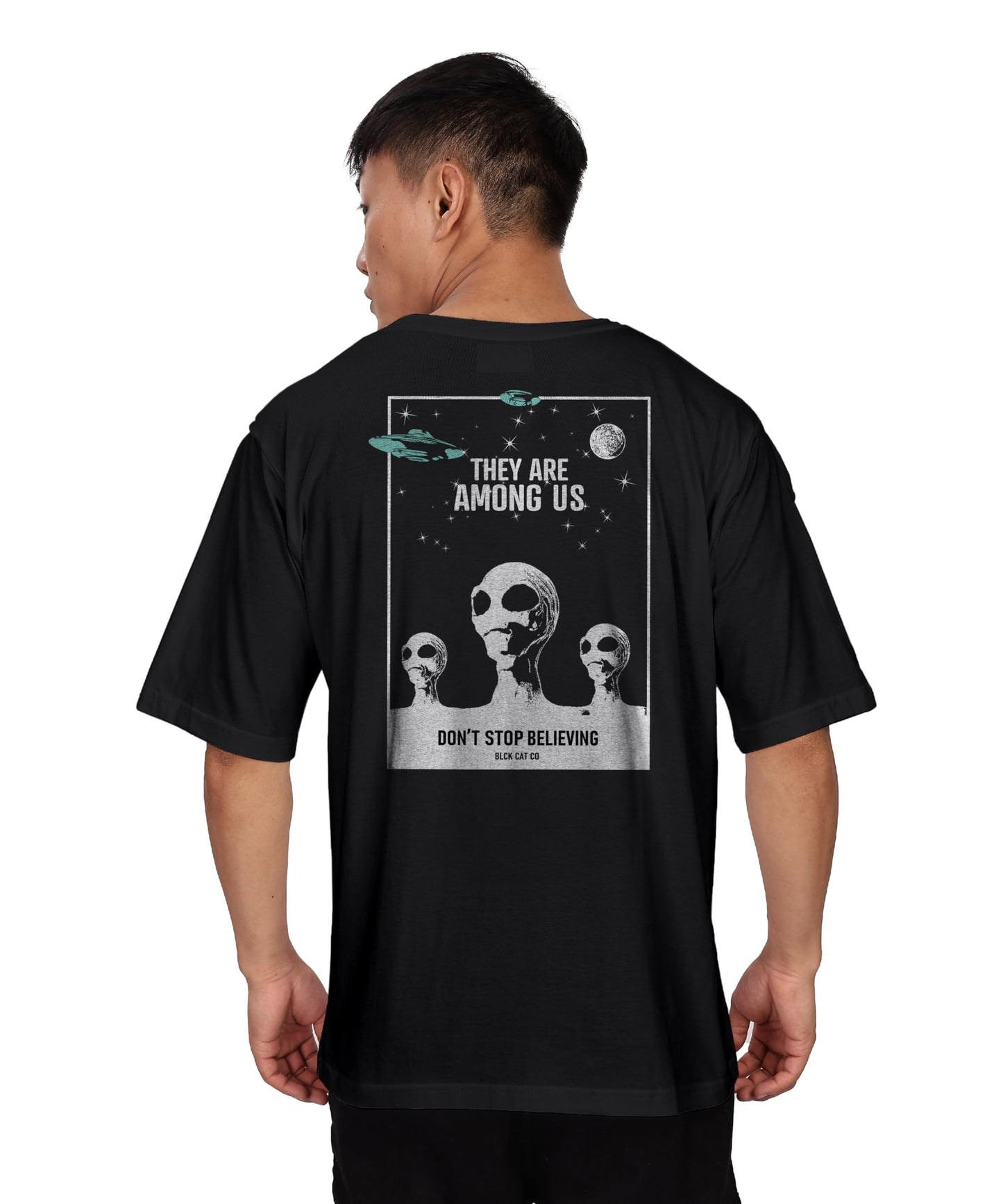 KydaMenS Oversized Cotton Round Neck Front And Back Printed Tshirt (Pack Of 1)