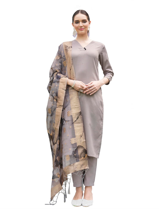 Womanista Women's Poly Silk Straight Printed Kurta Pant With Dupatta Set (Kurtaset_1327)