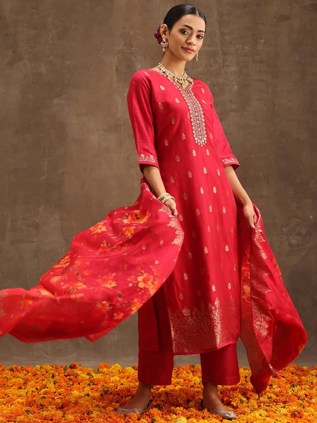 Libas WomenS Pure Silk Kurta Sets (38038O_Pink