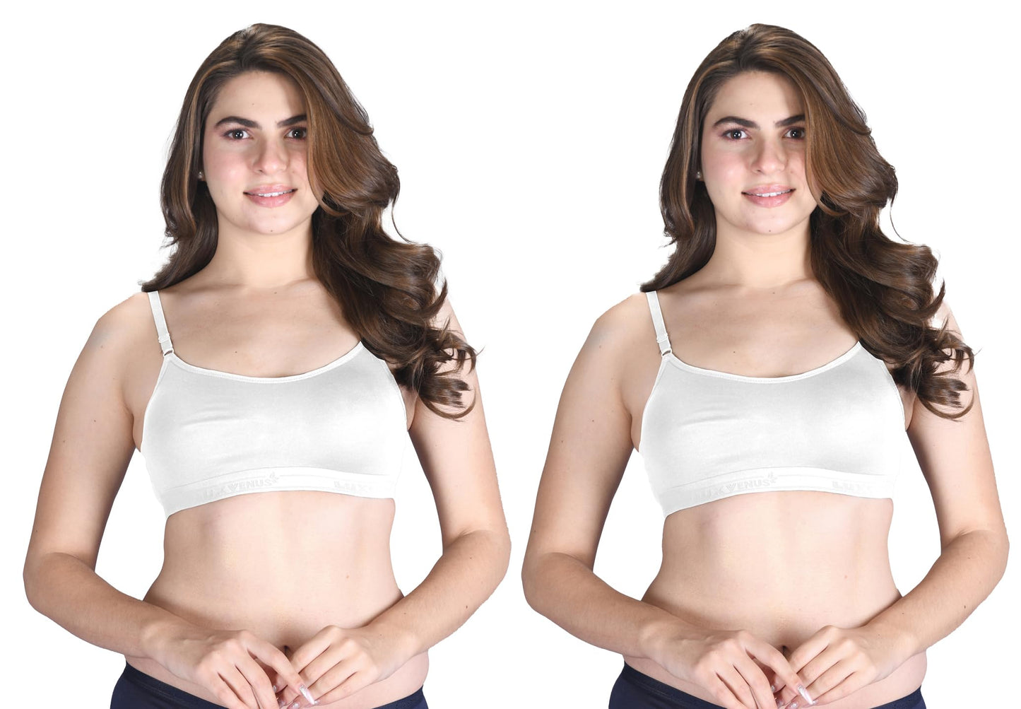 Venus Wire Free Slip On Moulded Sports Bra With Adjustable Strap White