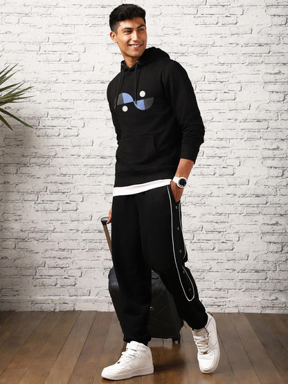 Nobero MenS Cotton Blend Neck Hooded Regular Fit Sweatshirt (1M-Twho-C0680_Black (X_Large)