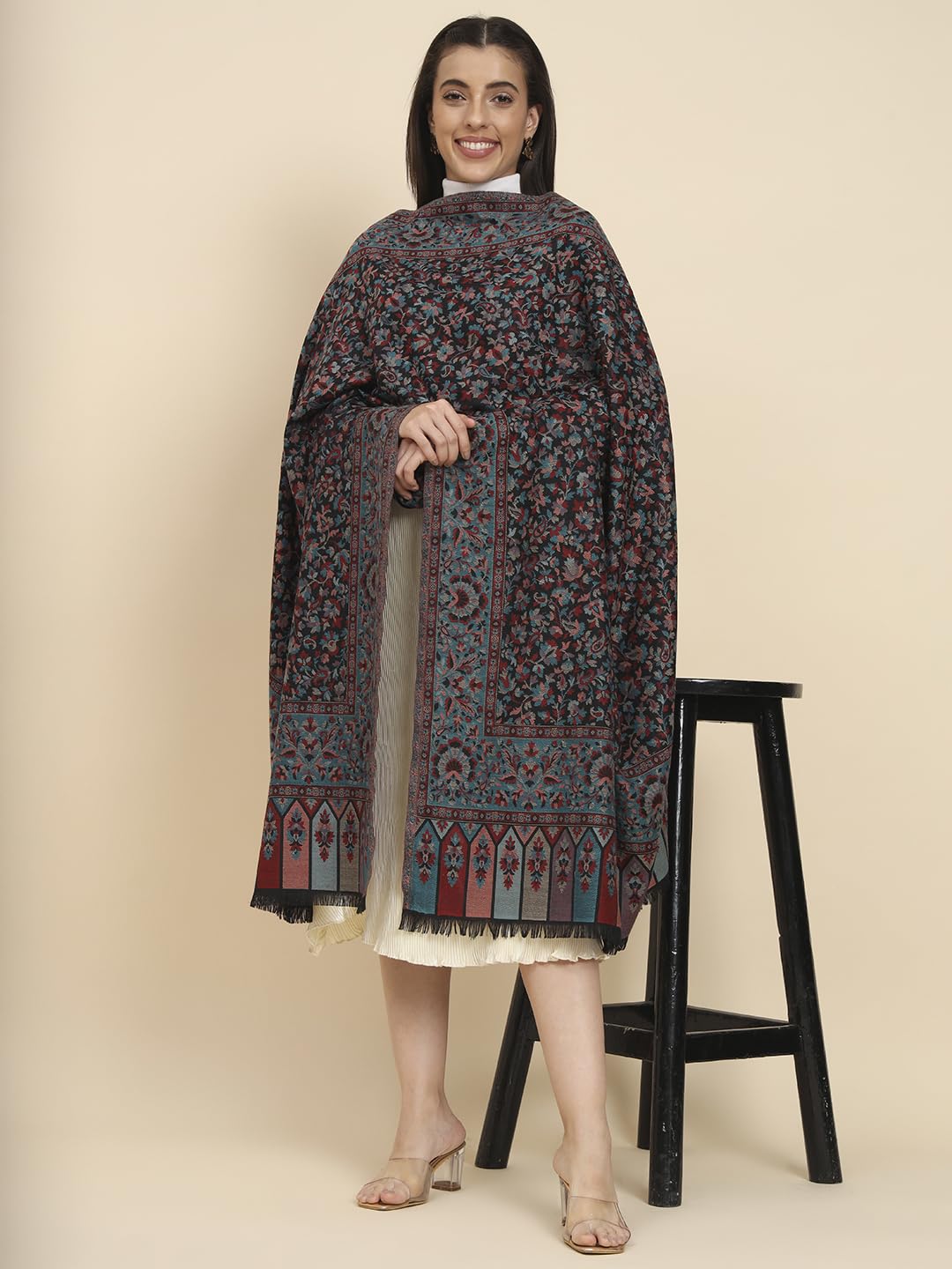 Pashmoda Women Dastaan Woven Design Jamawar Shawl (Size 101X203 CM)