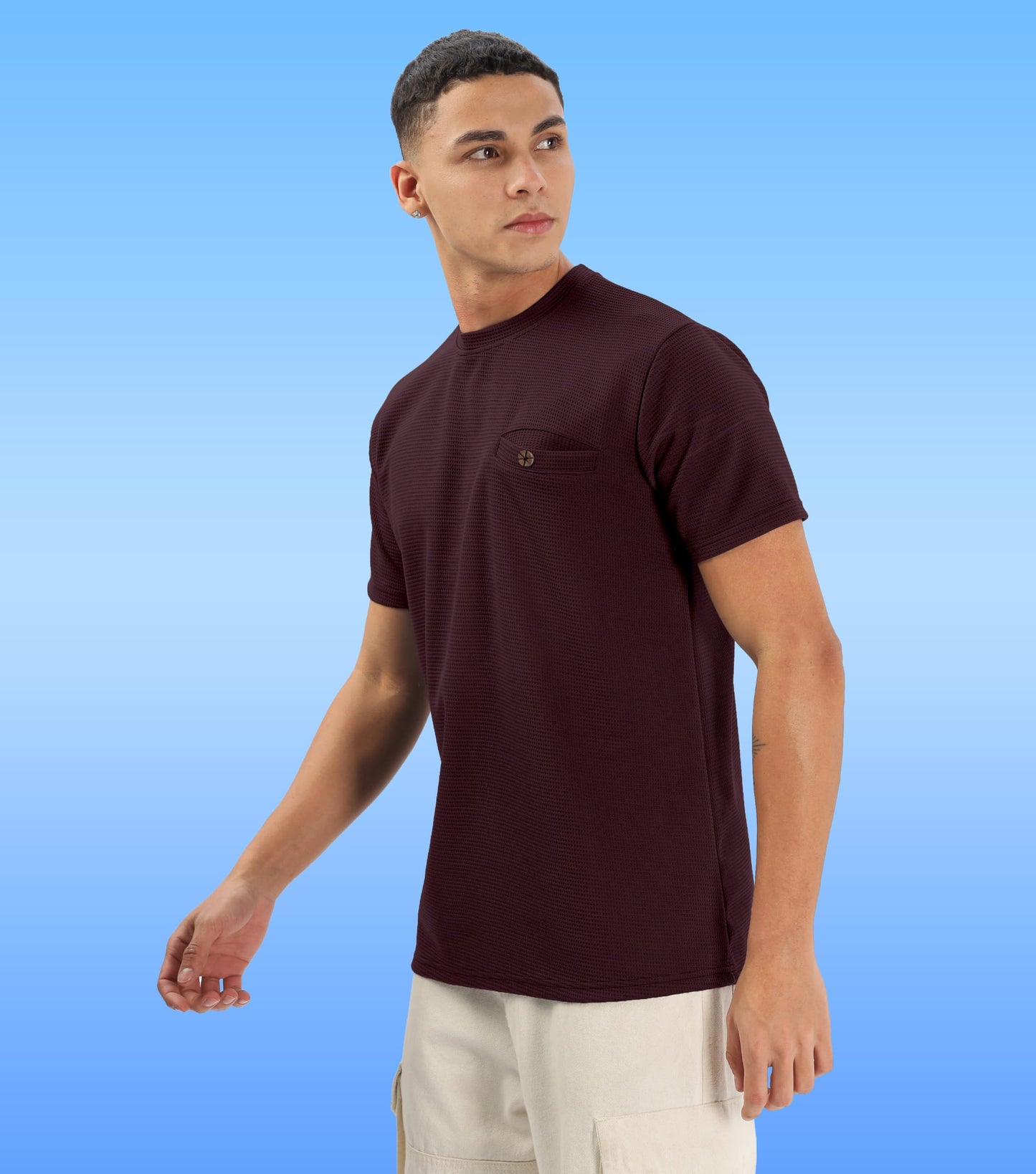 SHODOX Mens Solid Round Neck Half Sleeve Regular fit Tshirt (Pack of 1) Maroon