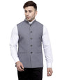 WINTAGE Mens Poly Cotton Festive and Casual Nehru Jacket Vest Waistcoat : Grey, X-Small