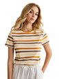 Toochki Tops for Woman | Spandex Top | T-Shirt | Tshirt | Western | for Jeans | Short Sleeve | Stretchable | Striped Printed Ora