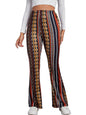 Shasmi Womens & Girls Black Geo Print Dress Pants Stretchy Work Slacks Business Casual Office Bell-Bottom/Boot-Cut Elastic Wais