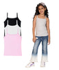 Kyda Kids GirlS Cotton Inner Camisoles | Undershirt Vest With Regular Strap | Soft & Stretchy Slips - Pack Of 3