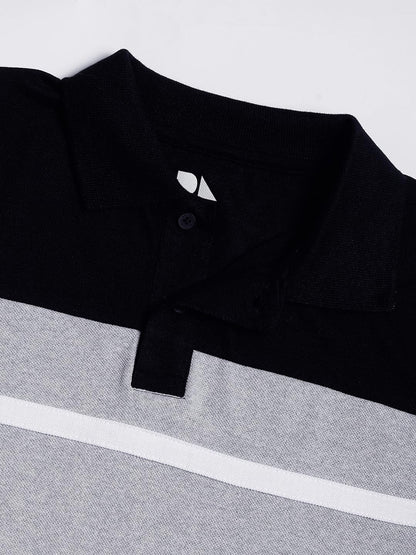 Dennis Lingo MenS Cotton Black Polo T-Shirt (Colorblocked)