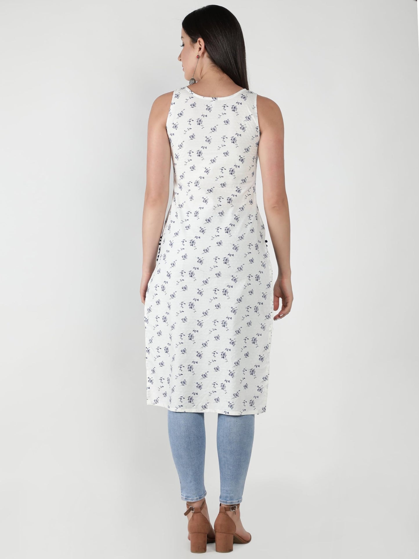 Patlani WomenS Micro Crepe Full Stitched Kurti. White