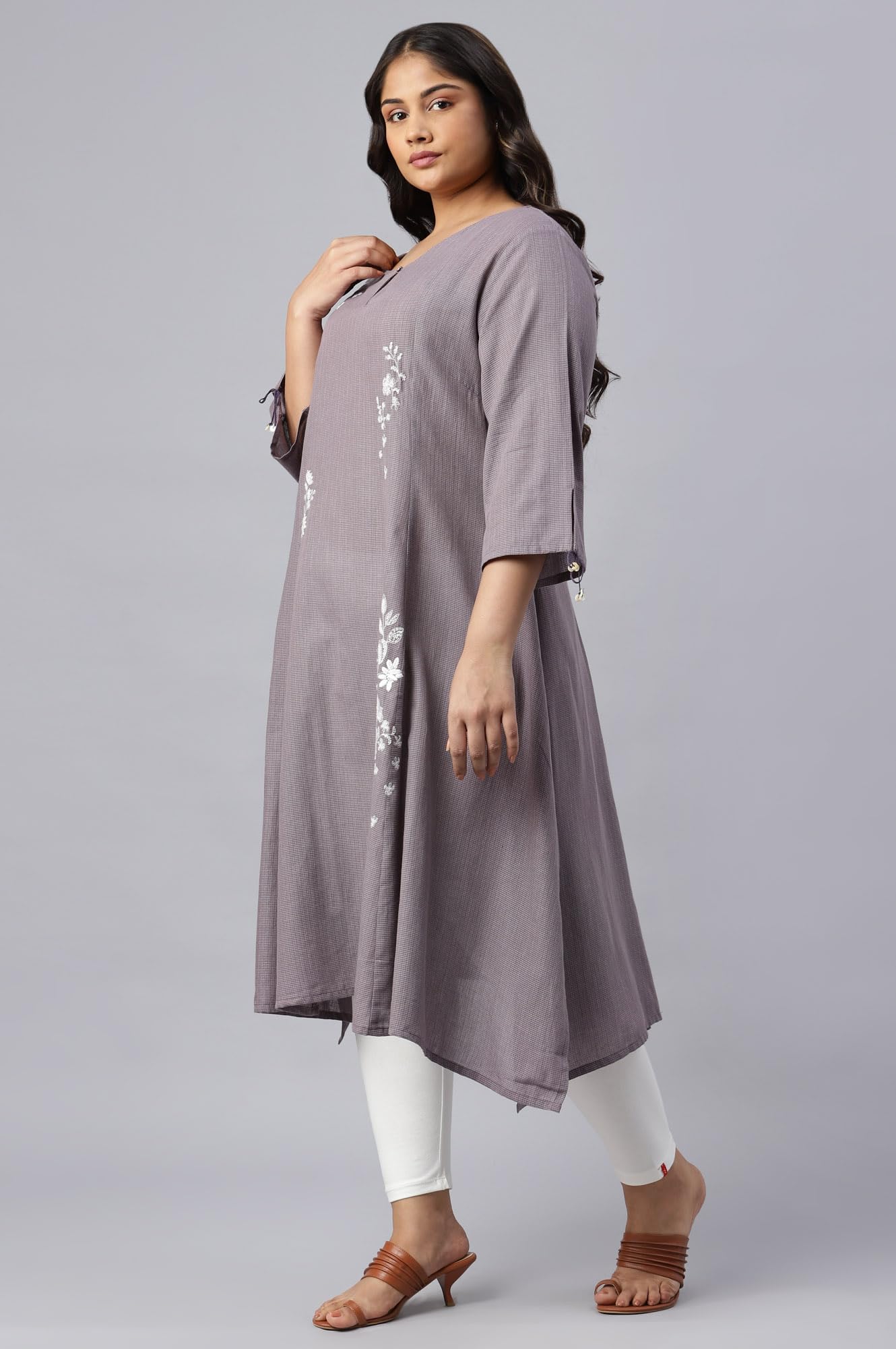 W for Woman Plus Size Dusk Purple Embroidered Kurta