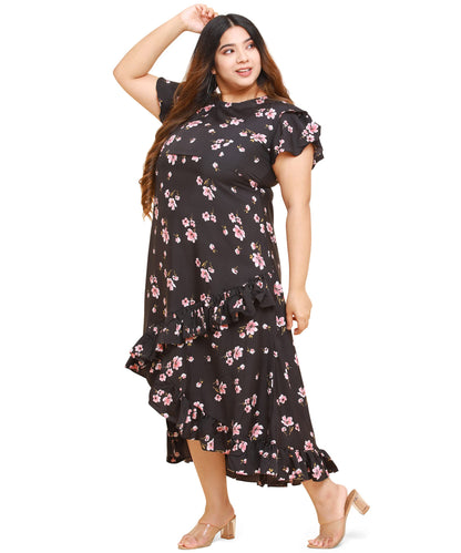 Oomph! WomenS Western & Fusion Wear Crepe Wrap Maxi Dress - Black