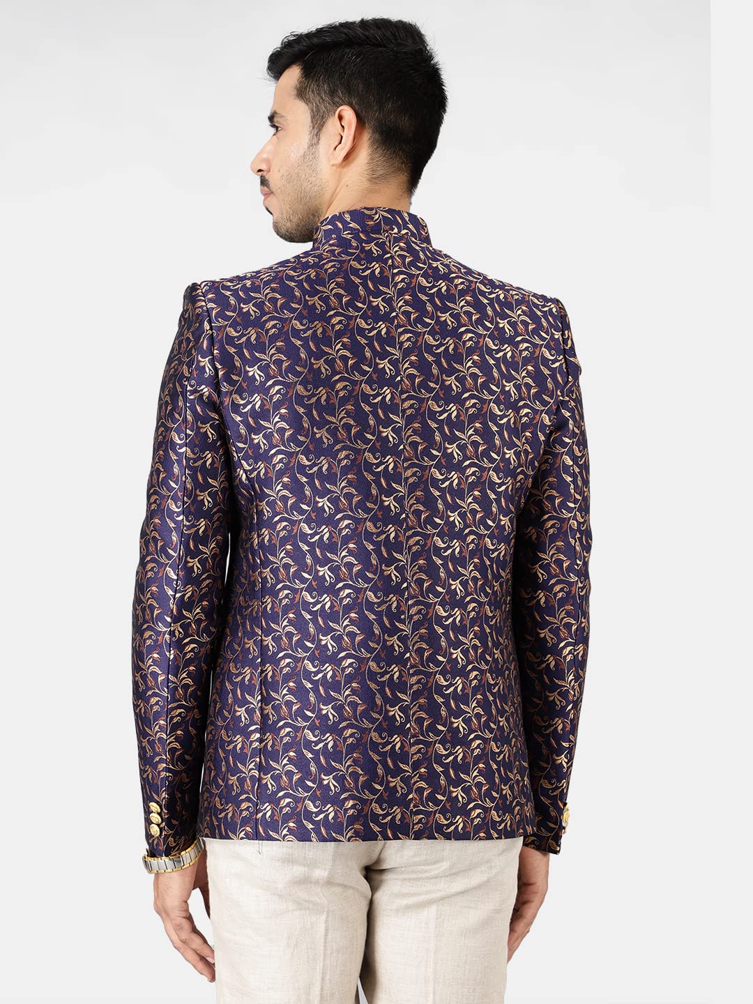 WINTAGE Mens Banarasi Rayon Cotton Festive and Casual Bandhgala Jodhpuri Blazer :Red