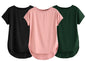 Fabricorn Combo Of Three Plain Bottle Green, Black And Dusty Rose Round Neck Up And Down Cotton Tshirt For Women (Bottle Green,