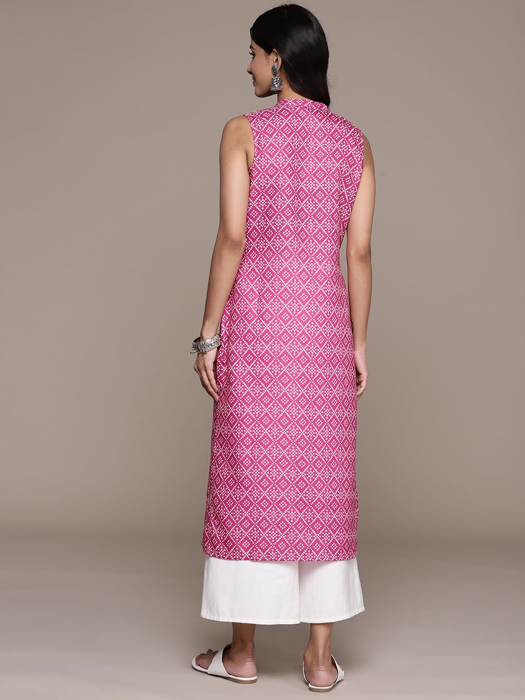 anubhutee Women's Cotton Ethnic Motifs Fuchsia Straight Kurta