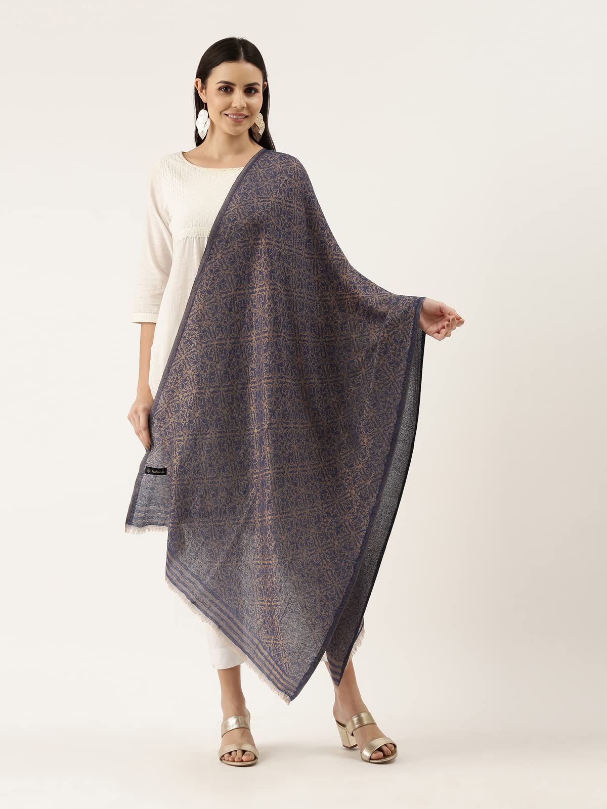 Pashmoda Women Chaman Fine Pashmina Wool Blend Stole (Size : 71X203 CM)