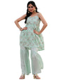 Libas Sea Green Printed Silk Blend A-Line Kurta With Sharara