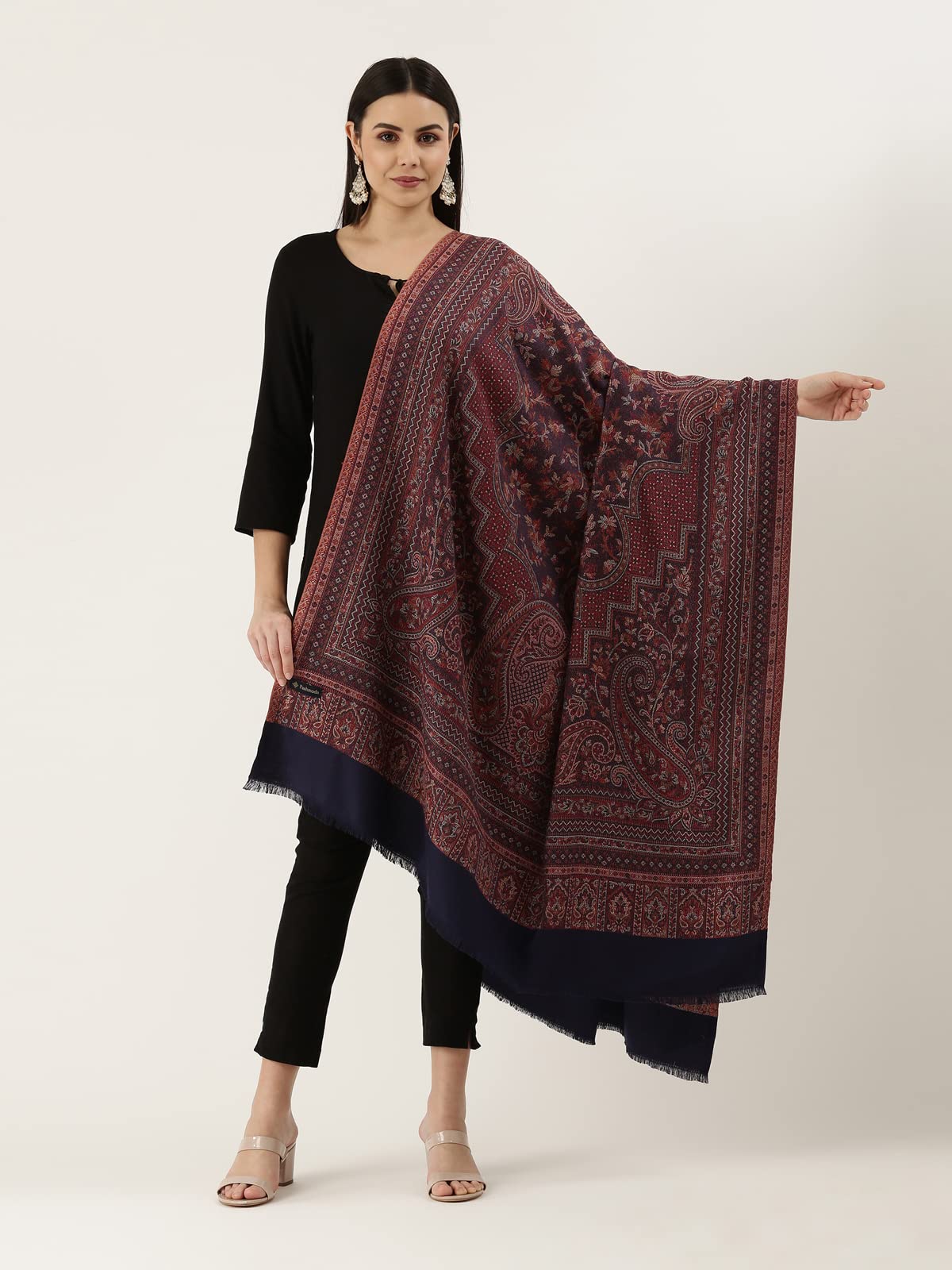 Pashmoda Women Aaraish Kashmiri Royal Paisley Design Jamawar Shawl (Size: 101 X 203 Cms)