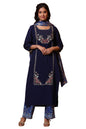 Aurelia WomenS Rayon Blue Floral Printed Dupatta With Border,Free Size, Black