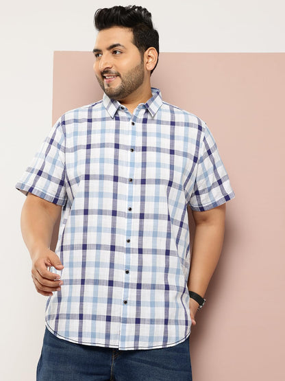 Thomas Scott Mens | Premium | Plus Size | Regular Fit | Short Sleeves | Spread Collar | Tartan Checks | 100% Cotton | Casual |