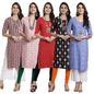 Pinkmint WomenS Crepe Kurti For WomenS Ethnic Printed Kurti For WomenS (Pack Of 5)