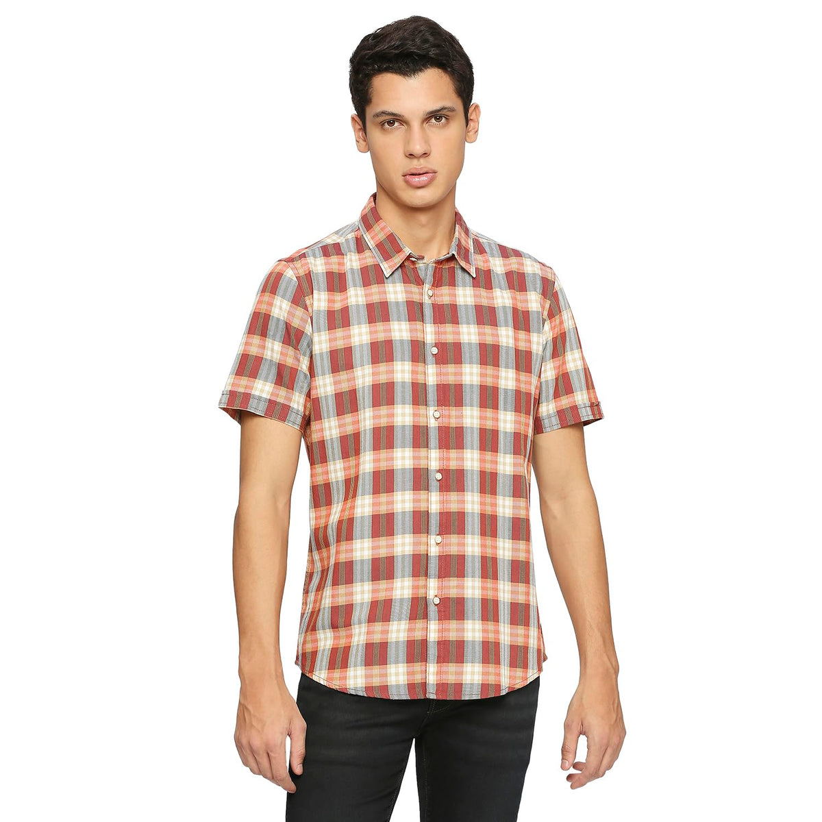 Pepe Jeans MenS Checkered Regular Fit Shirt (Pm308103_Red