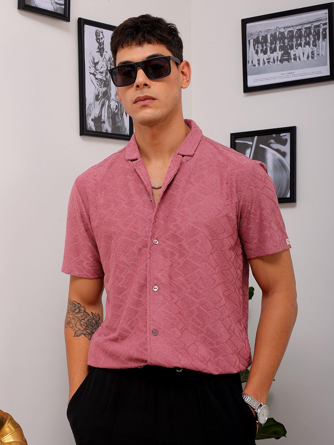 The Indian Garage Co Mens Slim Fit Shirt (1223-SHTKRS-04-02_Pink